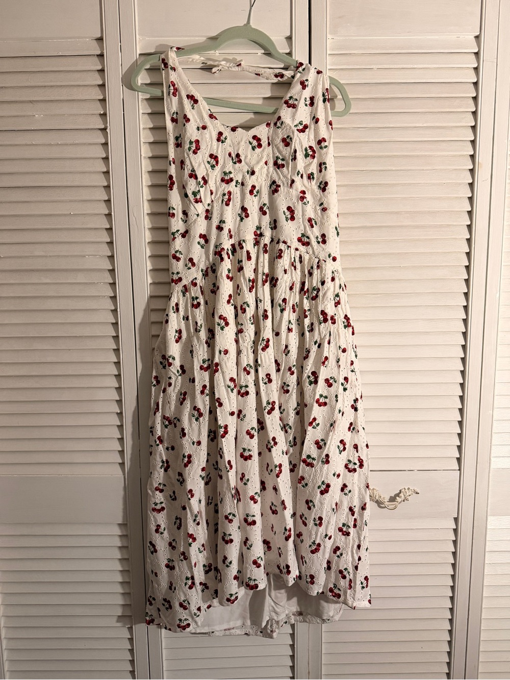White Cherry Print Halter Dress
